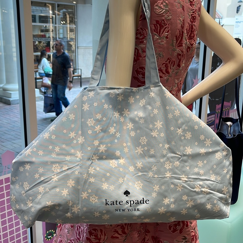 Kate Spade Snow Flakes Canvas Tote XL Reusable Shopping Beach Bag - Picture 16 of 16
